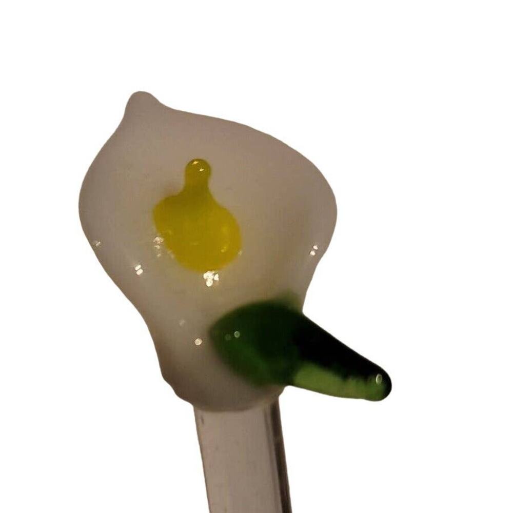 Hand-Blown Art Glass 8.5" SWIZZLE Stick margarita TIKI bar mixed drink LILY